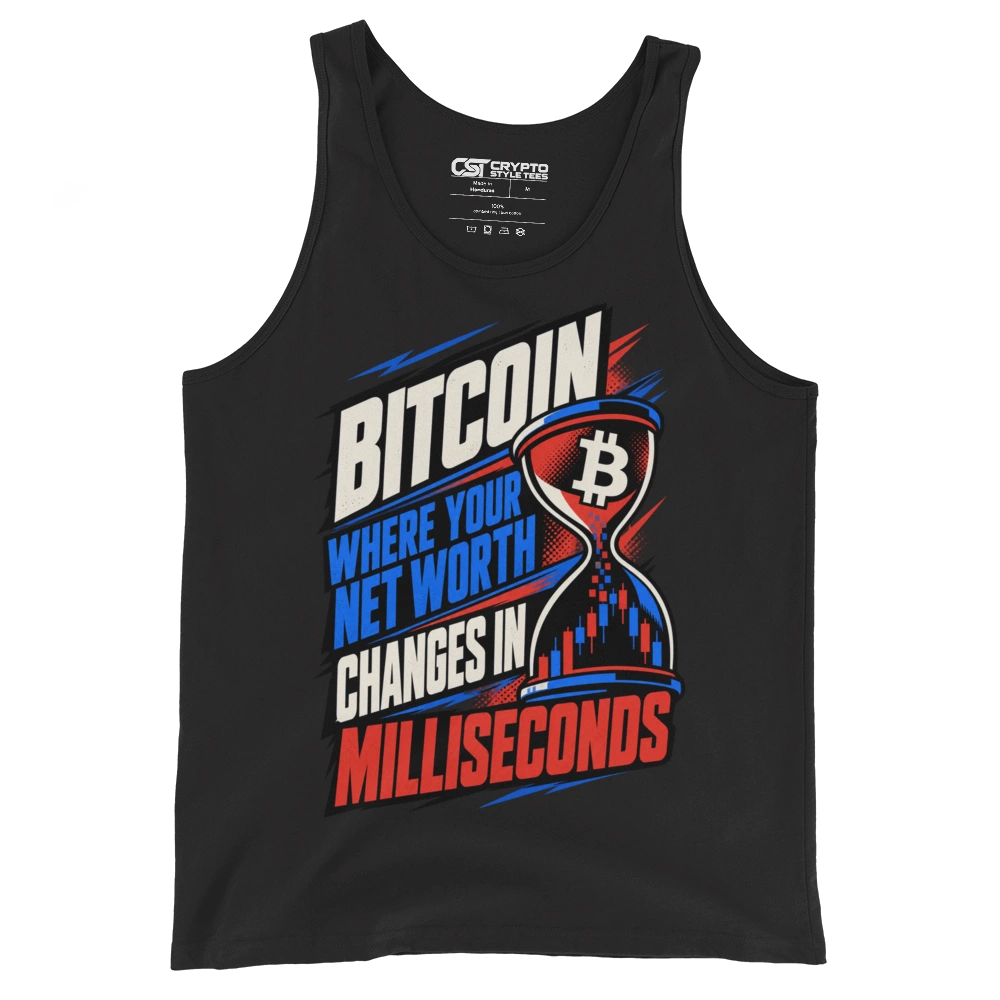 Bitcoin Where Your Net Worth Changes in Milliseconds Tank Top in Black