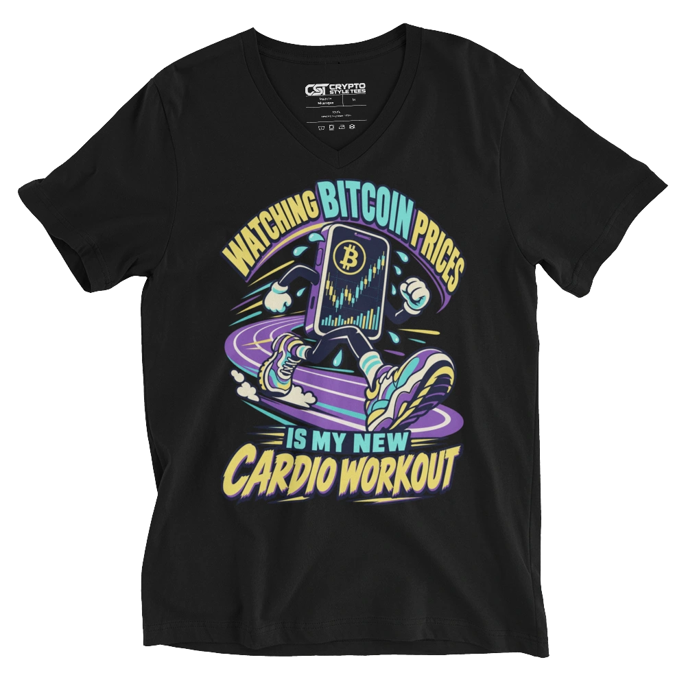 Watching Bitcoin Prices Is My New Cardio Workout V-neck T-shirt in Black