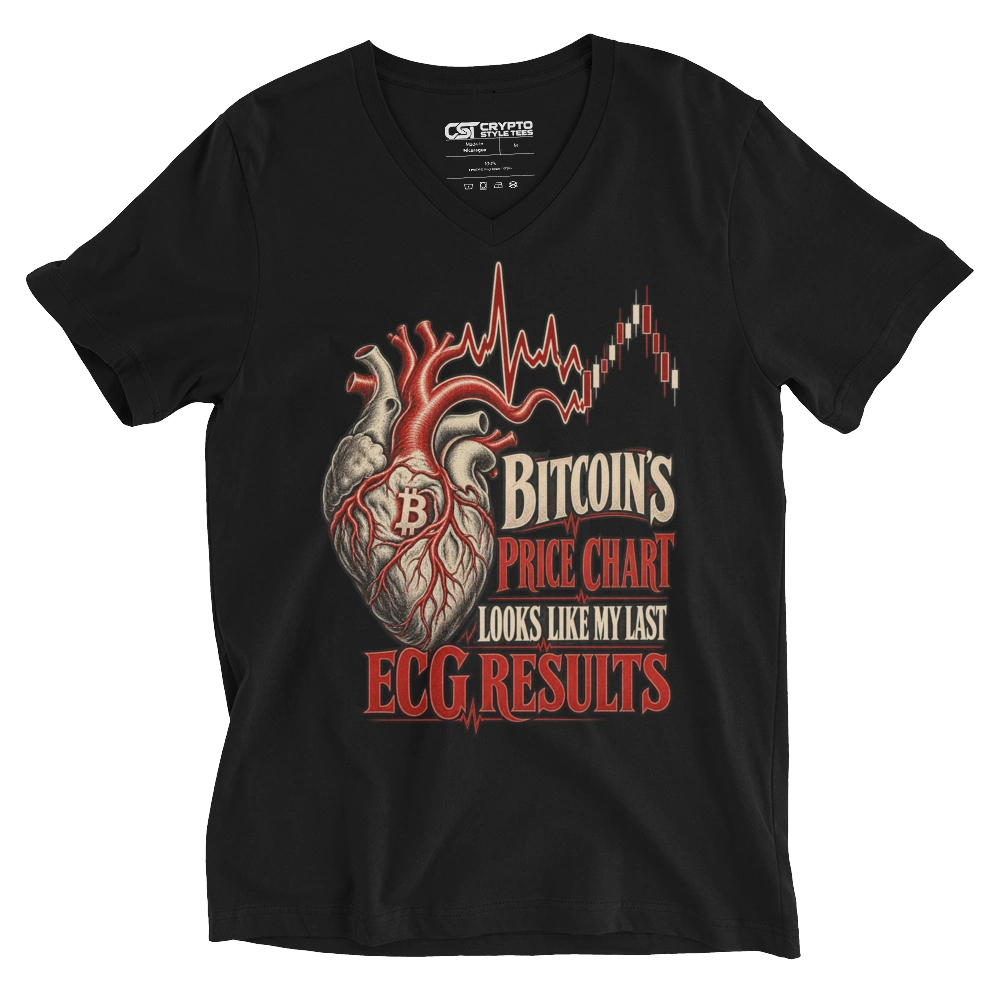 Bitcoin’s Price Chart Looks Like My Last ECG Results V-neck T-shirt in Black