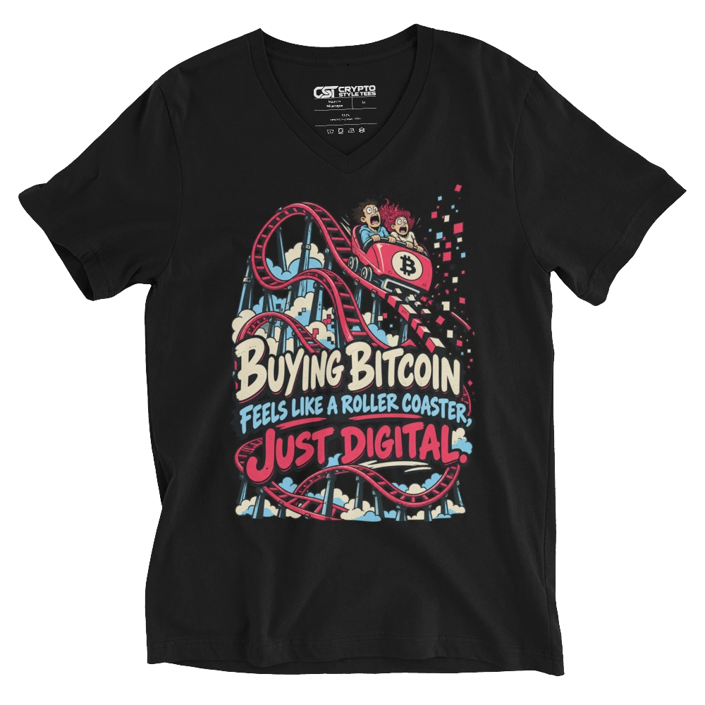 Buying Bitcoin Feels Like a Roller Coaster, Just Digital V-neck T-shirt