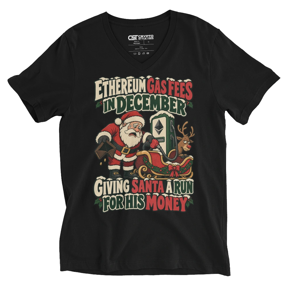 Ethereum Gas Fees in December Giving Santa a Run for His Money V-neck T-shirt
