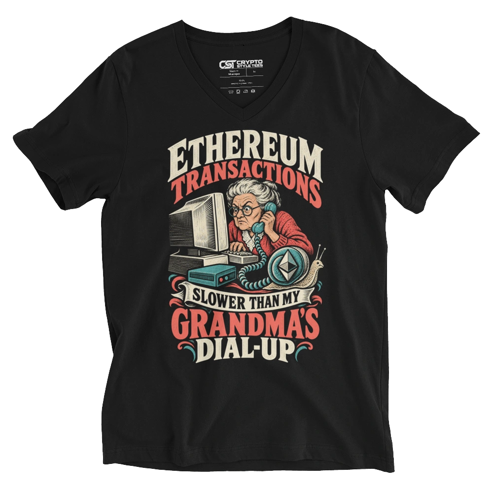 Ethereum Transactions Slower Than My Grandma’s Dial-Up V-neck T-shirt in Black