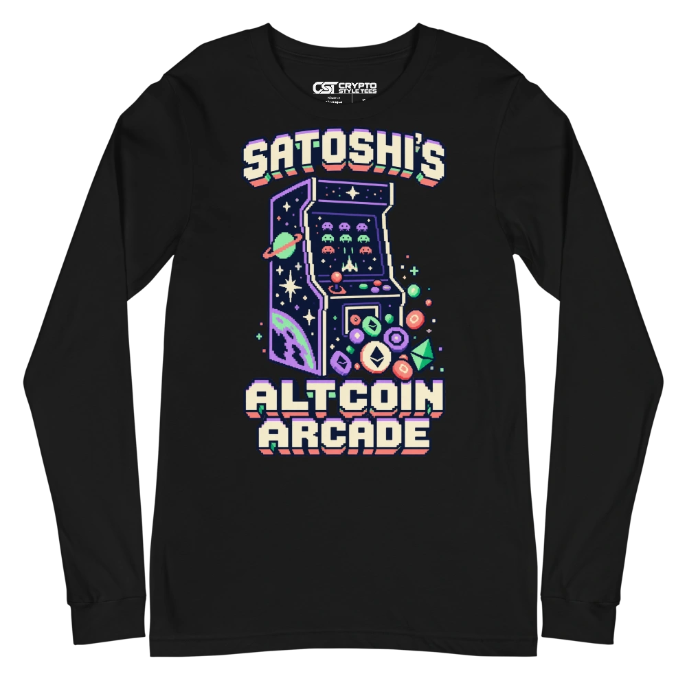 Satoshi’s Altcoin Arcade Long Sleeve T-shirt in Black