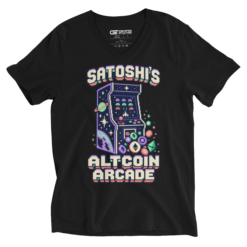 Satoshi’s Altcoin Arcade V-neck T-shirt