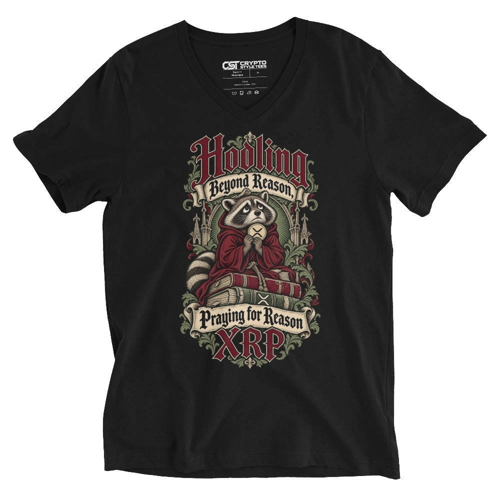 Hodling Beyond Reason, Praying for Reason XRP V-neck T-shirt