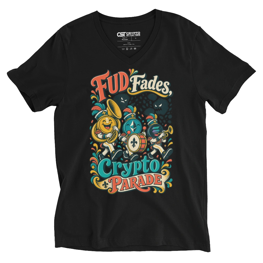 FUD Fades, Crypto Parade V-neck T-shirt