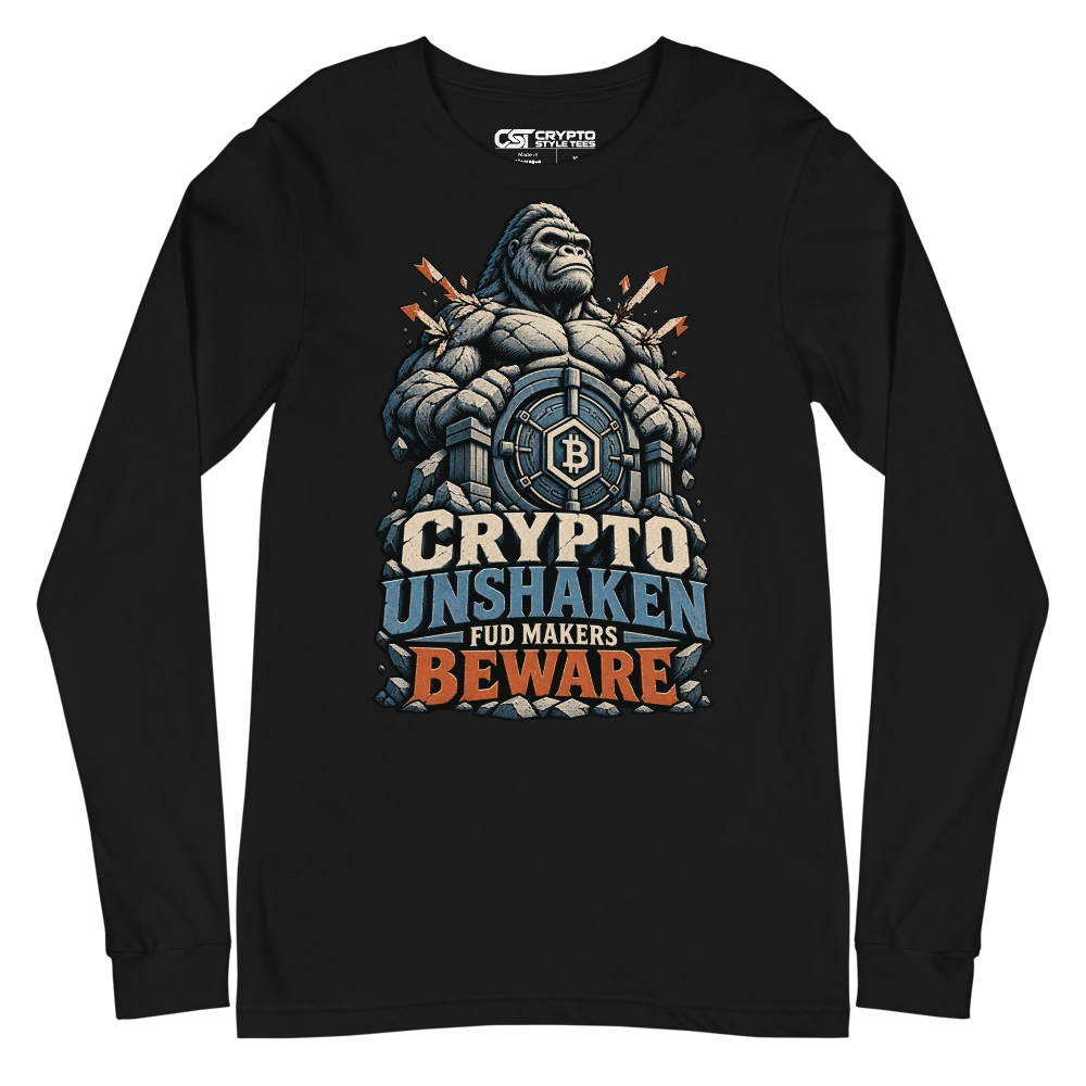 Crypto Unshaken FUD Makers Beware Long Sleeve T-shirt in Black