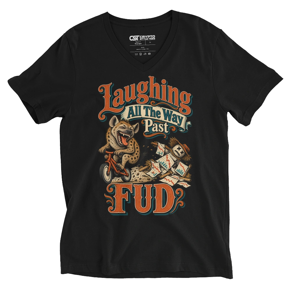 Laughing All The Way Past FUD V-neck T-shirt in Black
