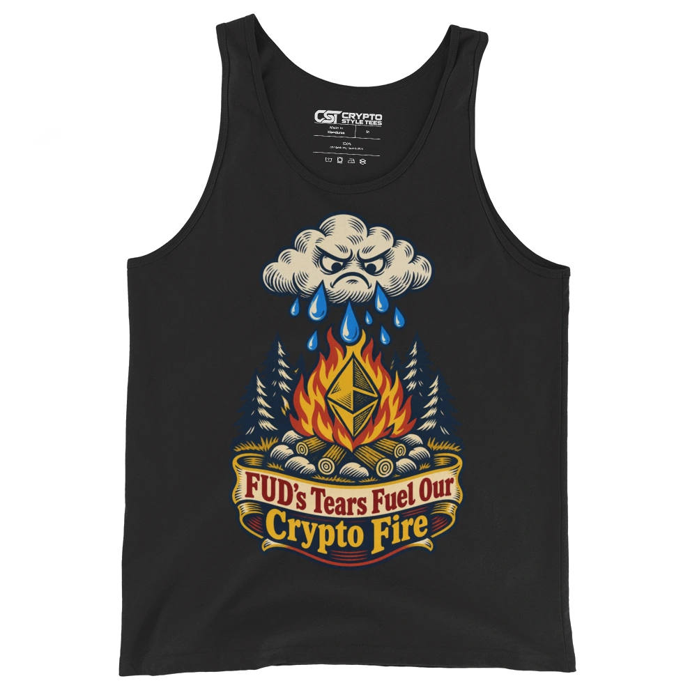 FUD’s Tears Fuel Our Crypto Fire Tank Top in Black