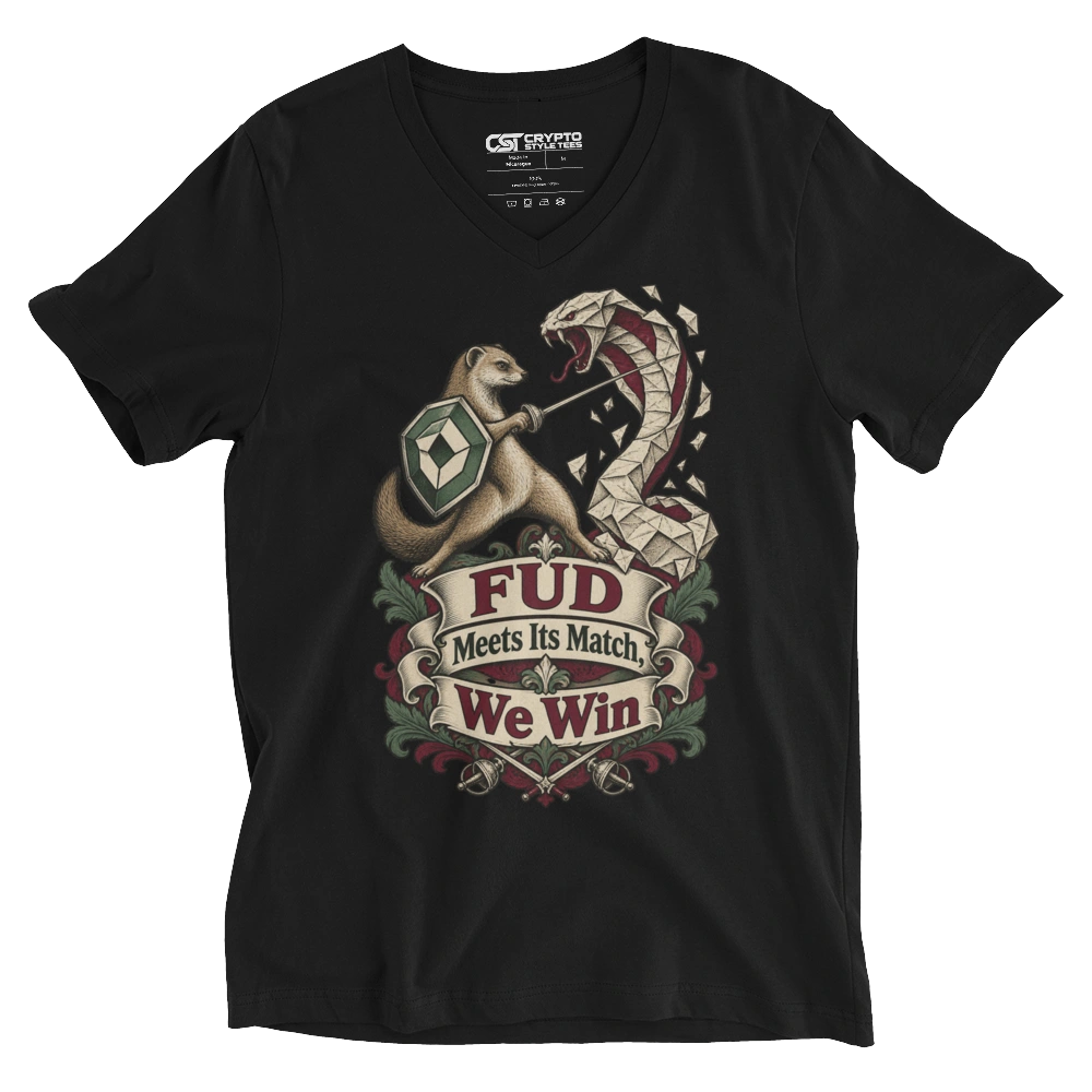 FUD Meets Its Match, We Win V-neck T-shirt in Black