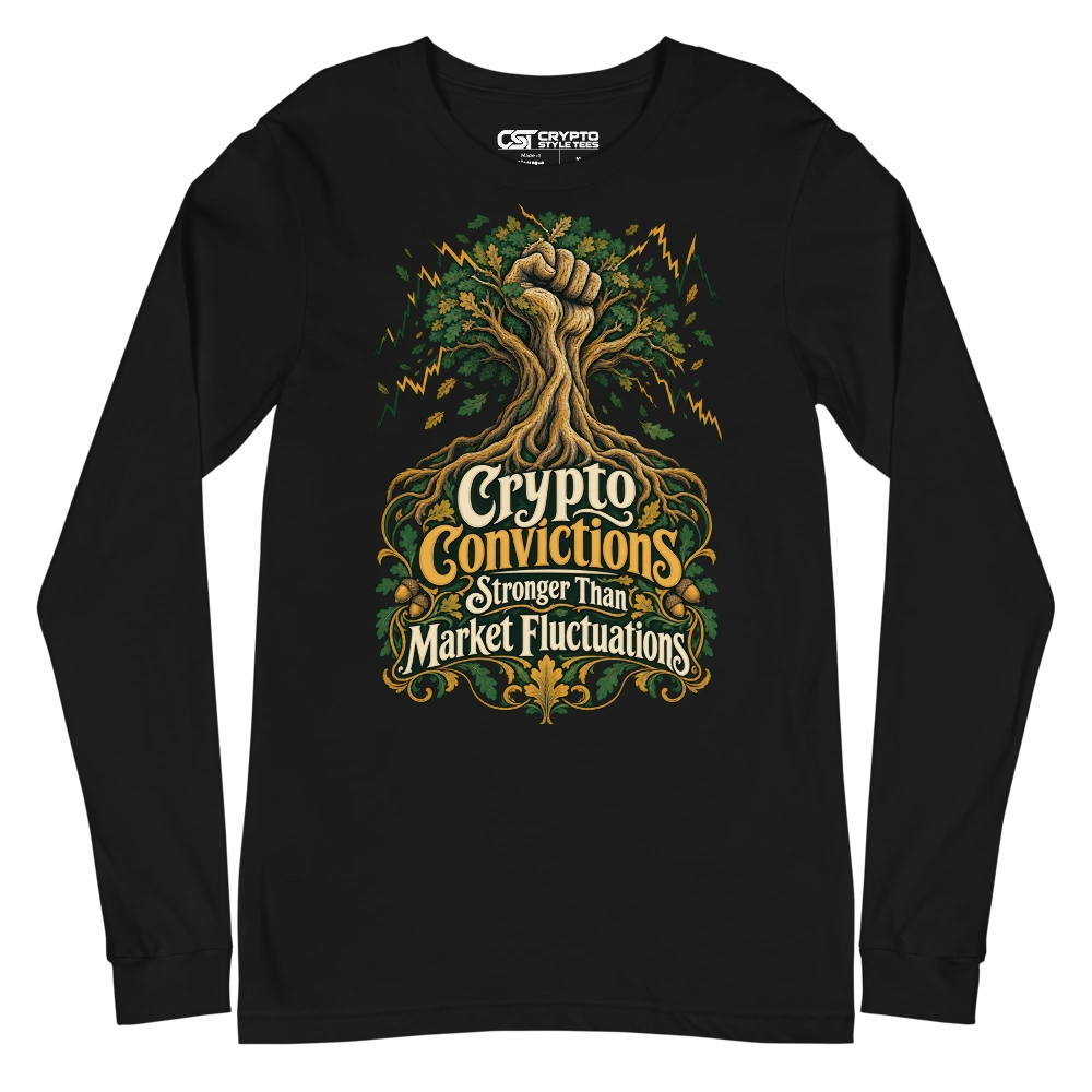 Crypto Convictions Stronger Than Market Fluctuations Long Sleeve T-shirt in Black