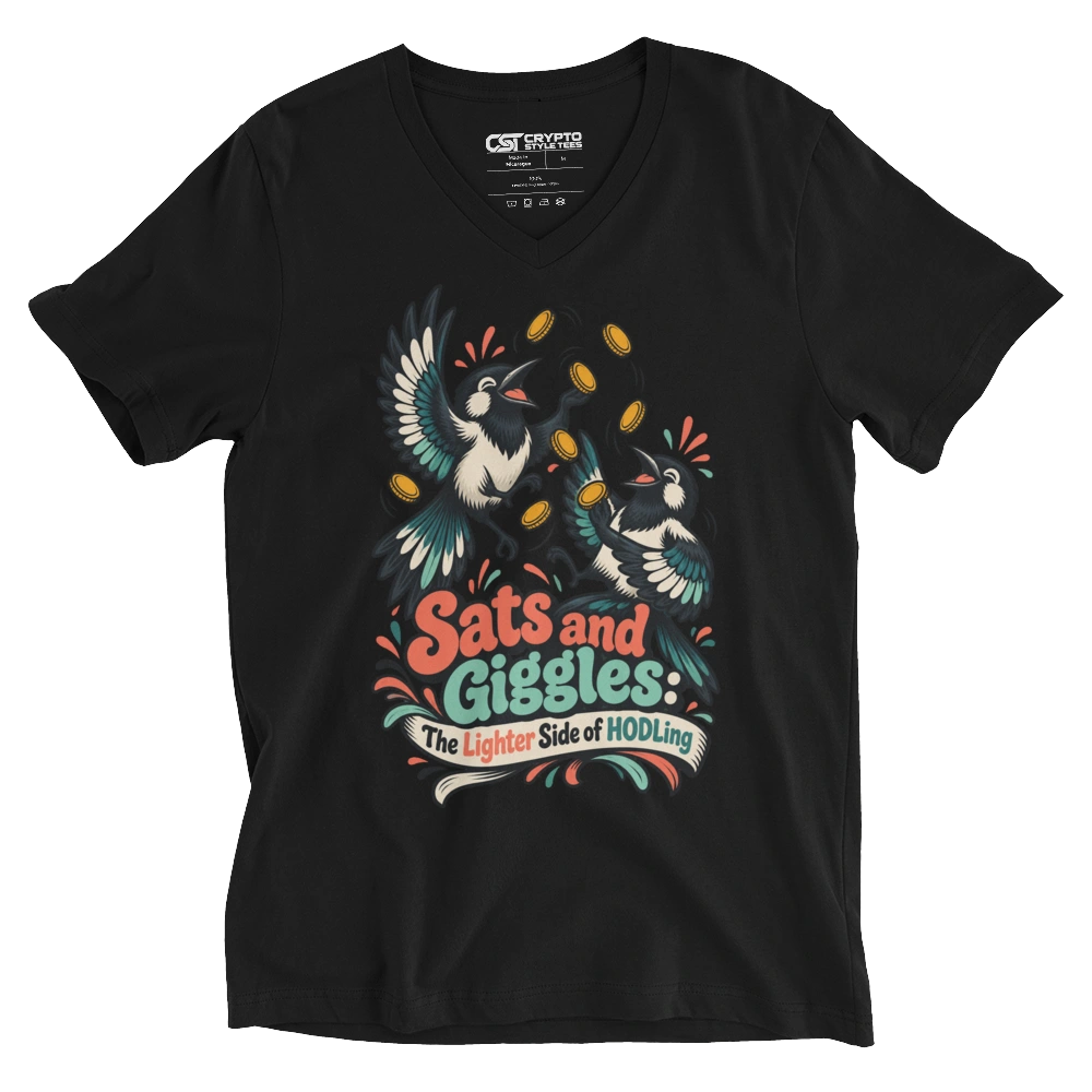 Sats and Giggles: The Lighter Side of HODLing V-neck T-shirt