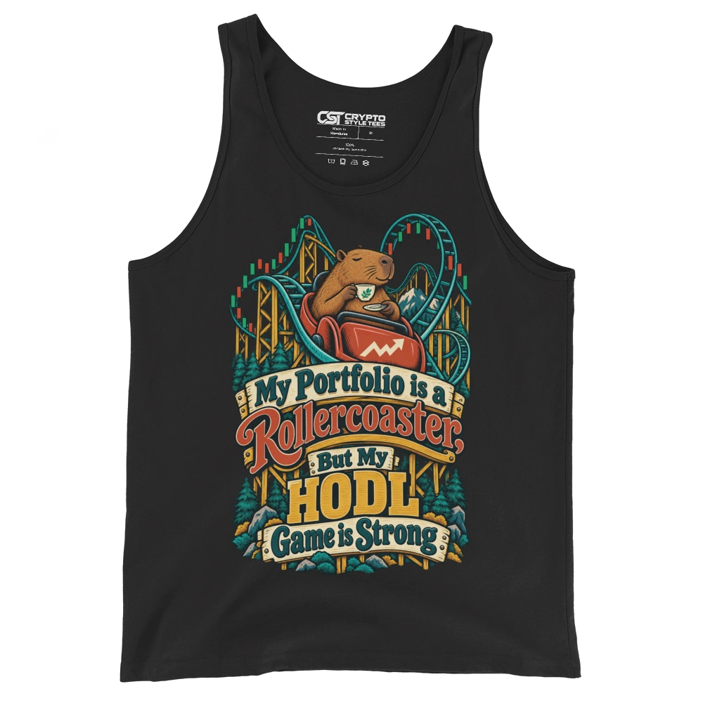 My Portfolio is a Rollercoaster, But My HODL Game is Strong Tank Top in Black