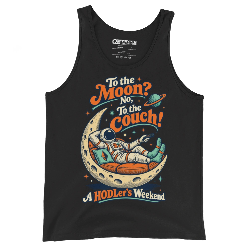 To the Moon? No, To the Couch! A HODLer’s Weekend Tank Top in Black