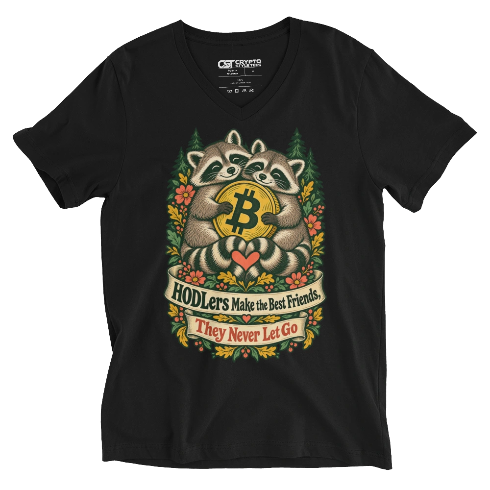 HODLers Make the Best Friends, They Never Let Go V-neck T-shirt in Black