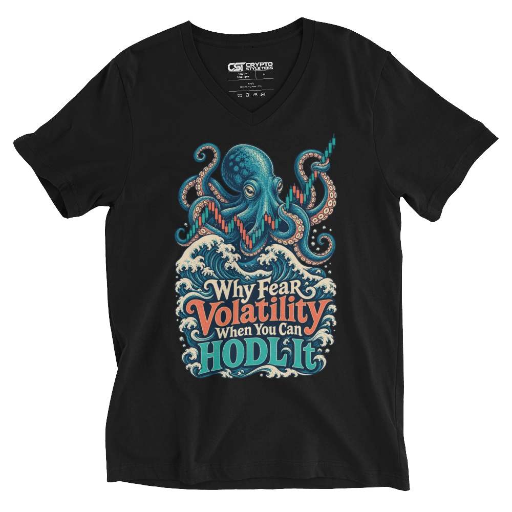 Why Fear Volatility When You Can HODL It V-neck T-shirt in Black