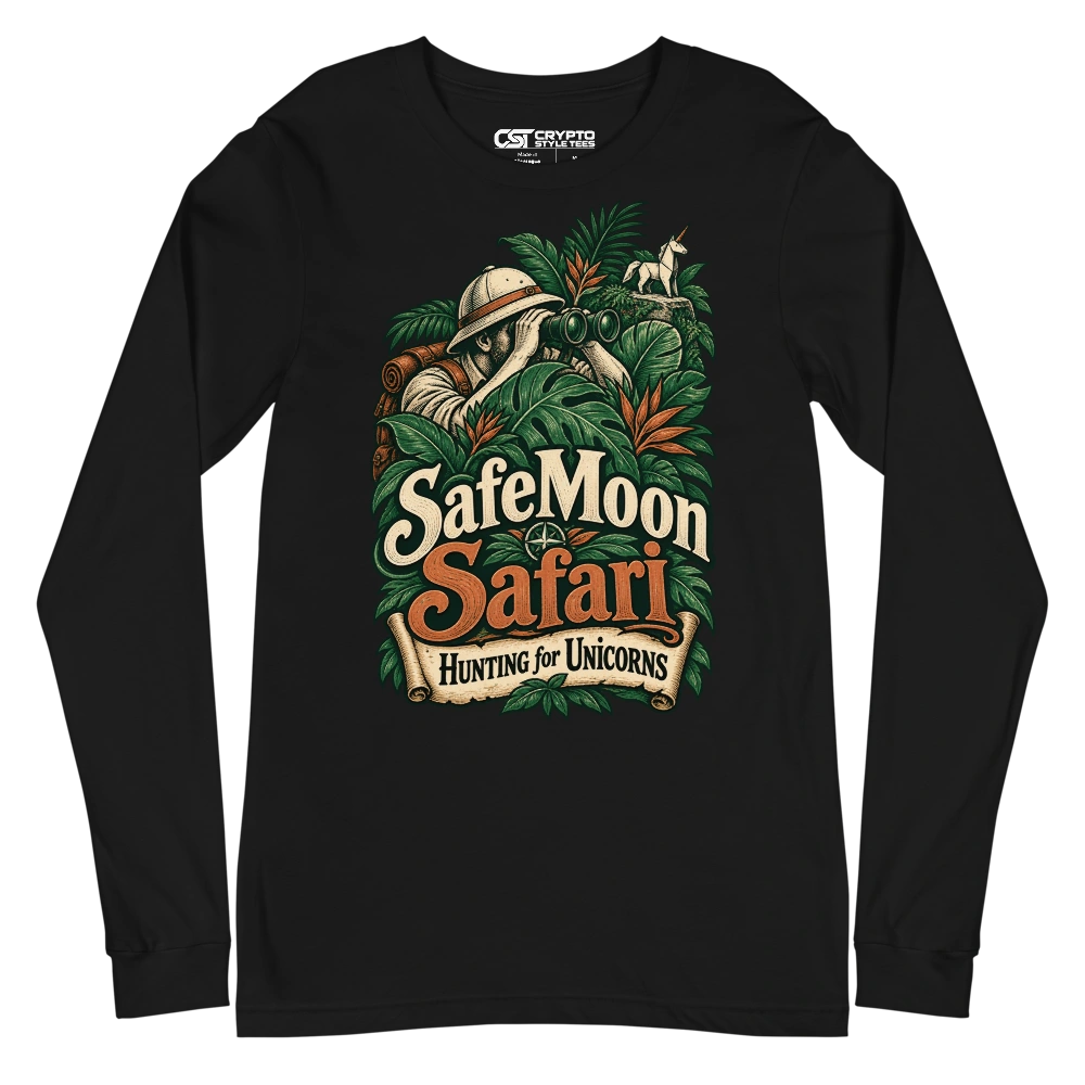 SafeMoon Safari – Hunting for Unicorns Long Sleeve T-shirt in Black