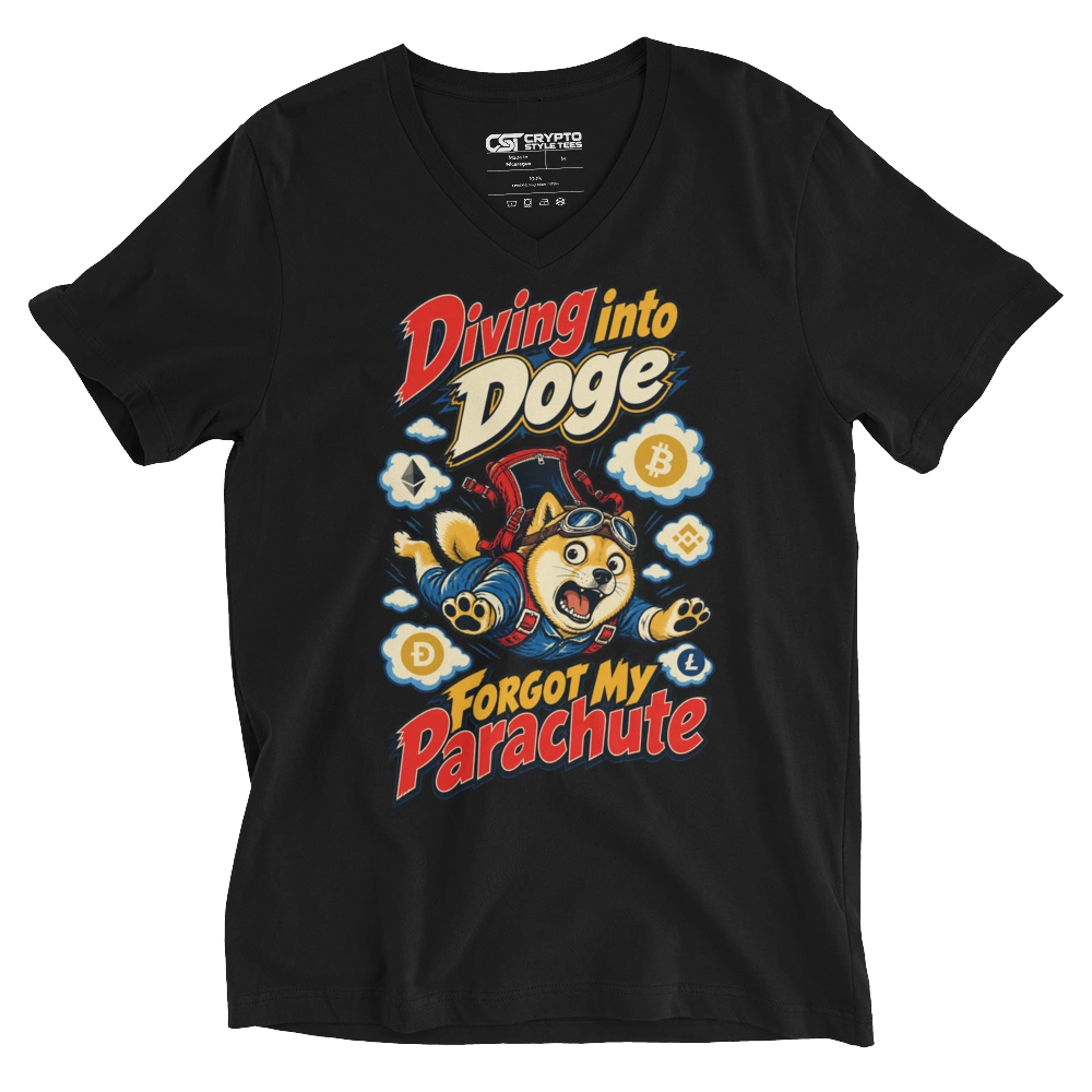 Diving into Doge Forgot My Parachute V-neck T-shirt