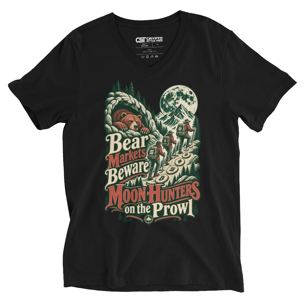 Bear Markets Beware Moon Hunters on the Prowl V-neck T-shirt