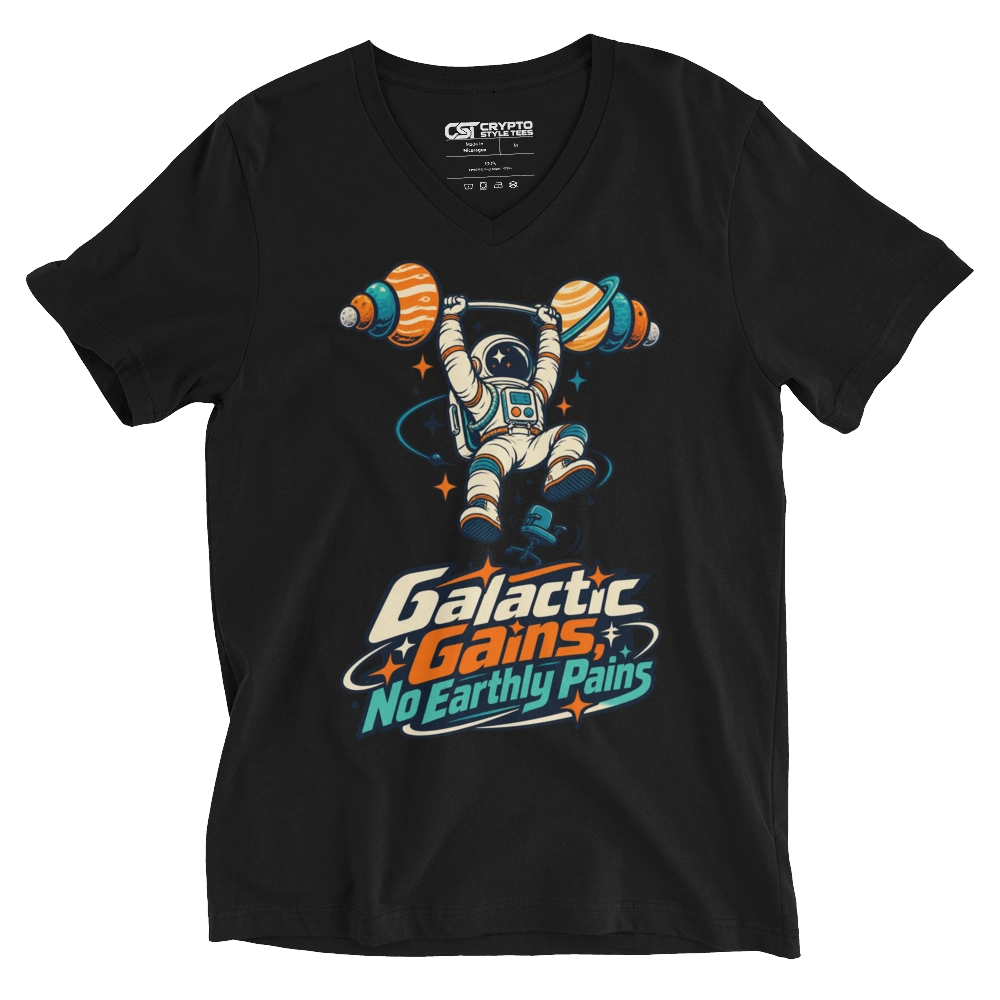 Galactic Gains, No Earthly Pains V-neck T-shirt