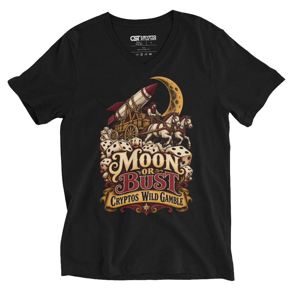 Moon or Bust Cryptos Wild Gamble V-neck T-shirt