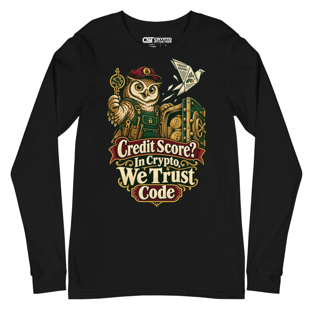 Credit Score? In Crypto, We Trust Code Long Sleeve T-shirt in Black
