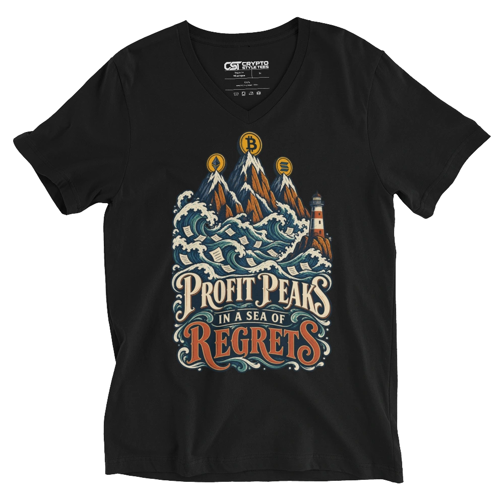 Profit Peaks in a Sea of Regrets V-neck T-shirt in Black