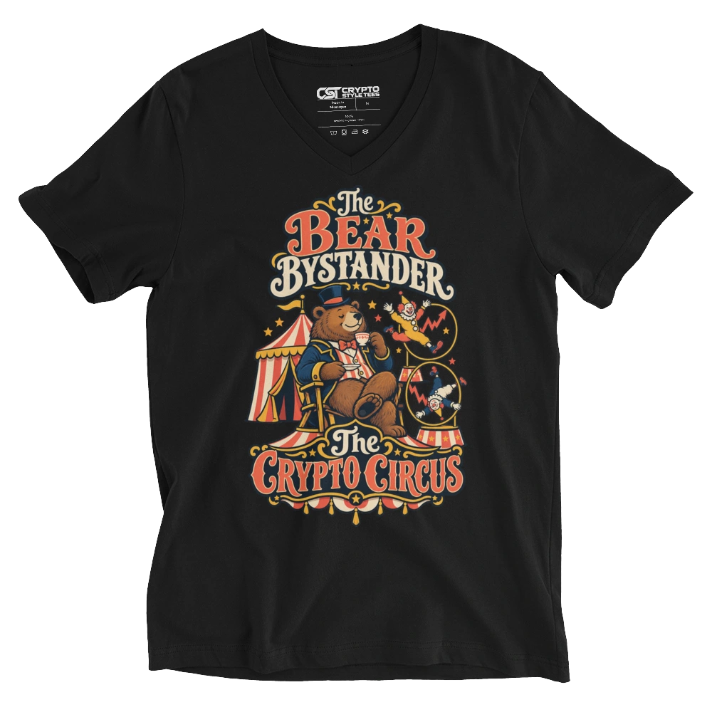 The Bear Bystander The Crypto Circus V-neck T-shirt in Black