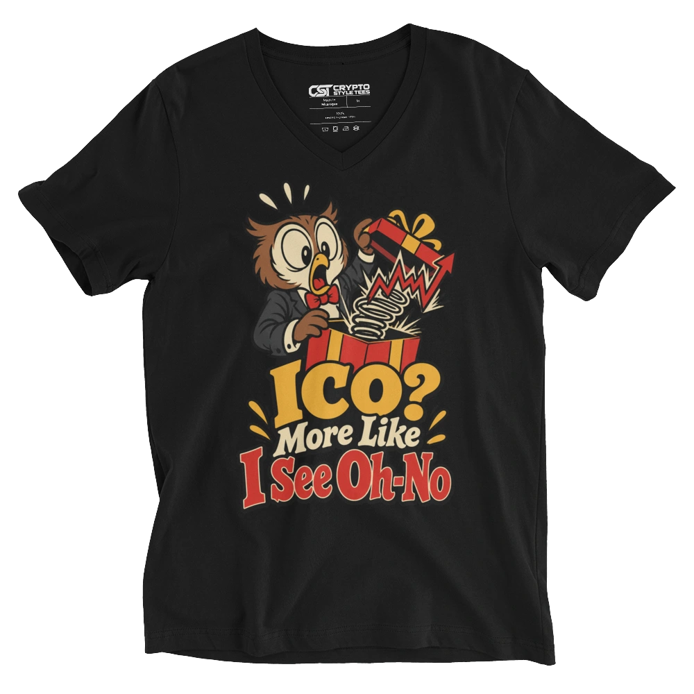 ICO? More Like I See Oh-No V-neck T-shirt in Black