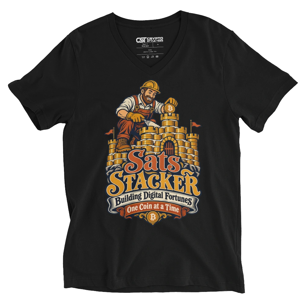 Sats Stacker Building Digital Fortunes One Coin at a Time V-neck T-shirt