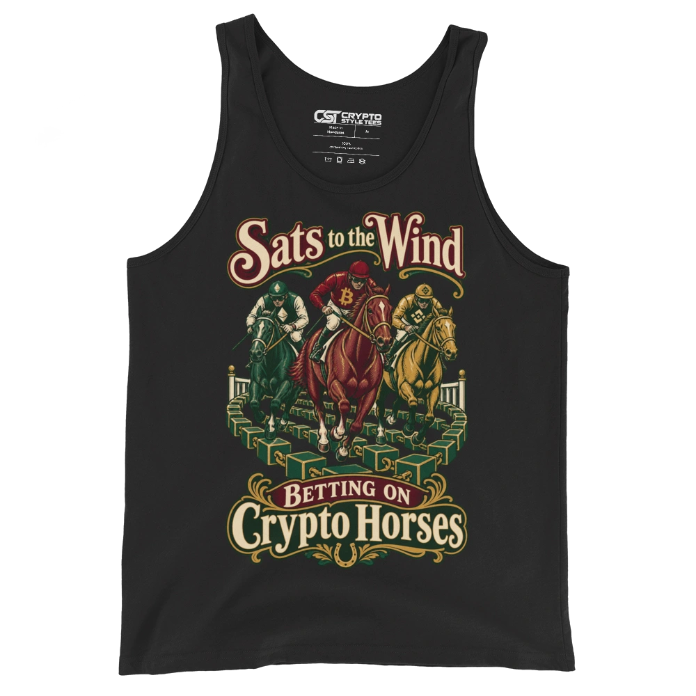 Sats to the Wind Betting on Crypto Horses Tank Top in Black