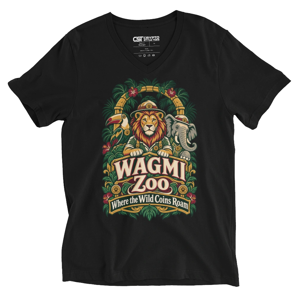 WAGMI Zoo Where the Wild Coins Roam V-neck T-shirt in Black