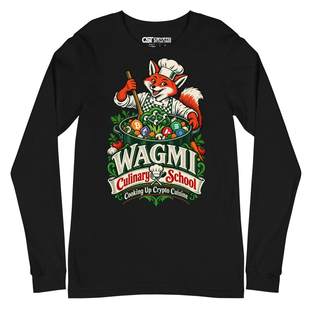 WAGMI Culinary School Cooking Up Crypto Cuisine Long Sleeve T-shirt in Black