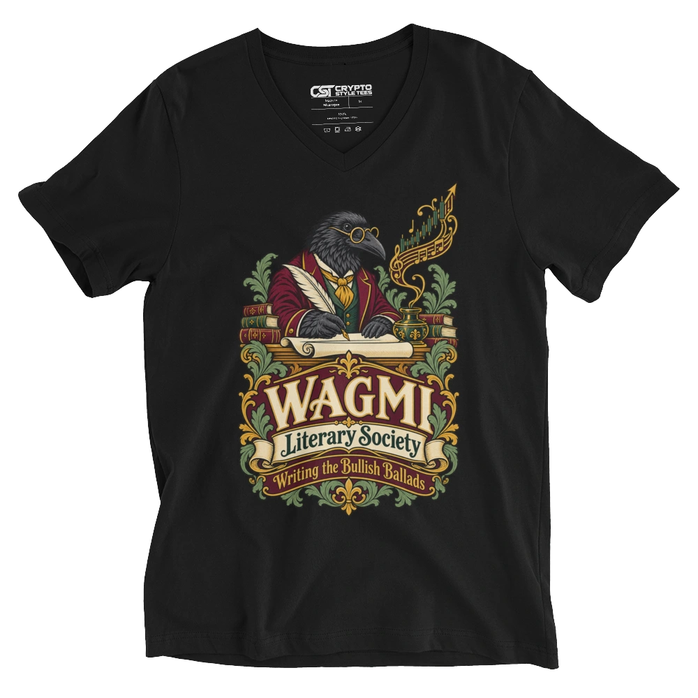 WAGMI Literary Society Writing the Bullish Ballads V-neck T-shirt in Black