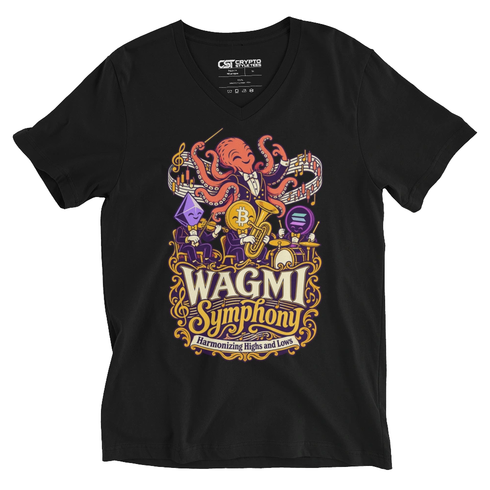 WAGMI Symphony Harmonizing Highs and Lows V-neck T-shirt in Black
