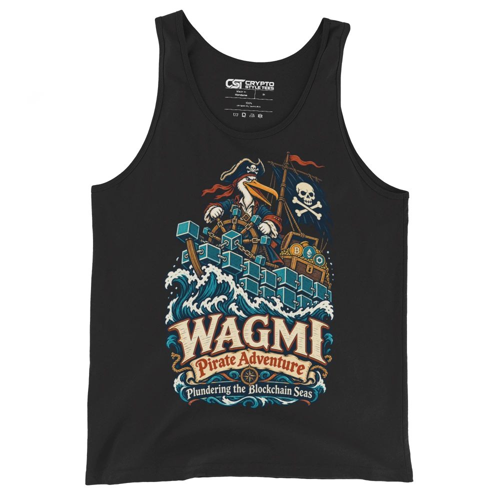 WAGMI Pirate Adventure Plundering the Blockchain Seas Tank Top in Black