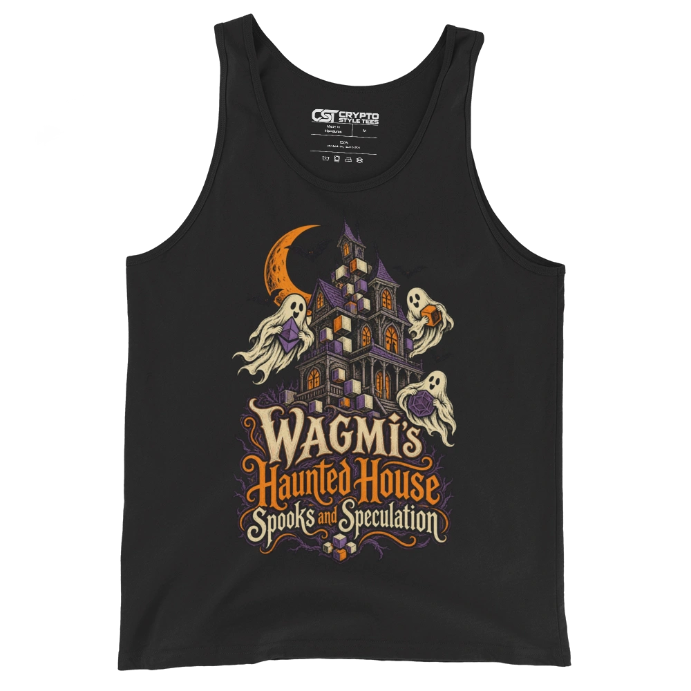WAGMI’s Haunted House Spooks and Speculation Tank Top in Black