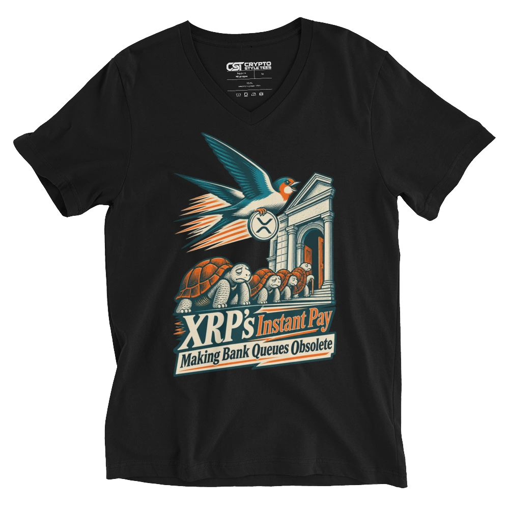 XRP’s Instant Pay Making Bank Queues Obsolete V-neck T-shirt in Black