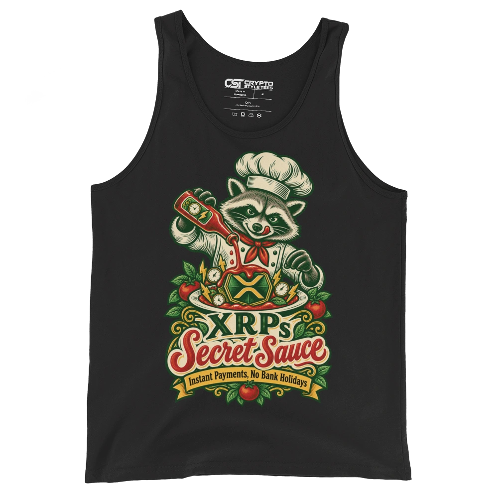 XRPs Secret Sauce Instant Payments, No Bank Holidays Tank Top in Black