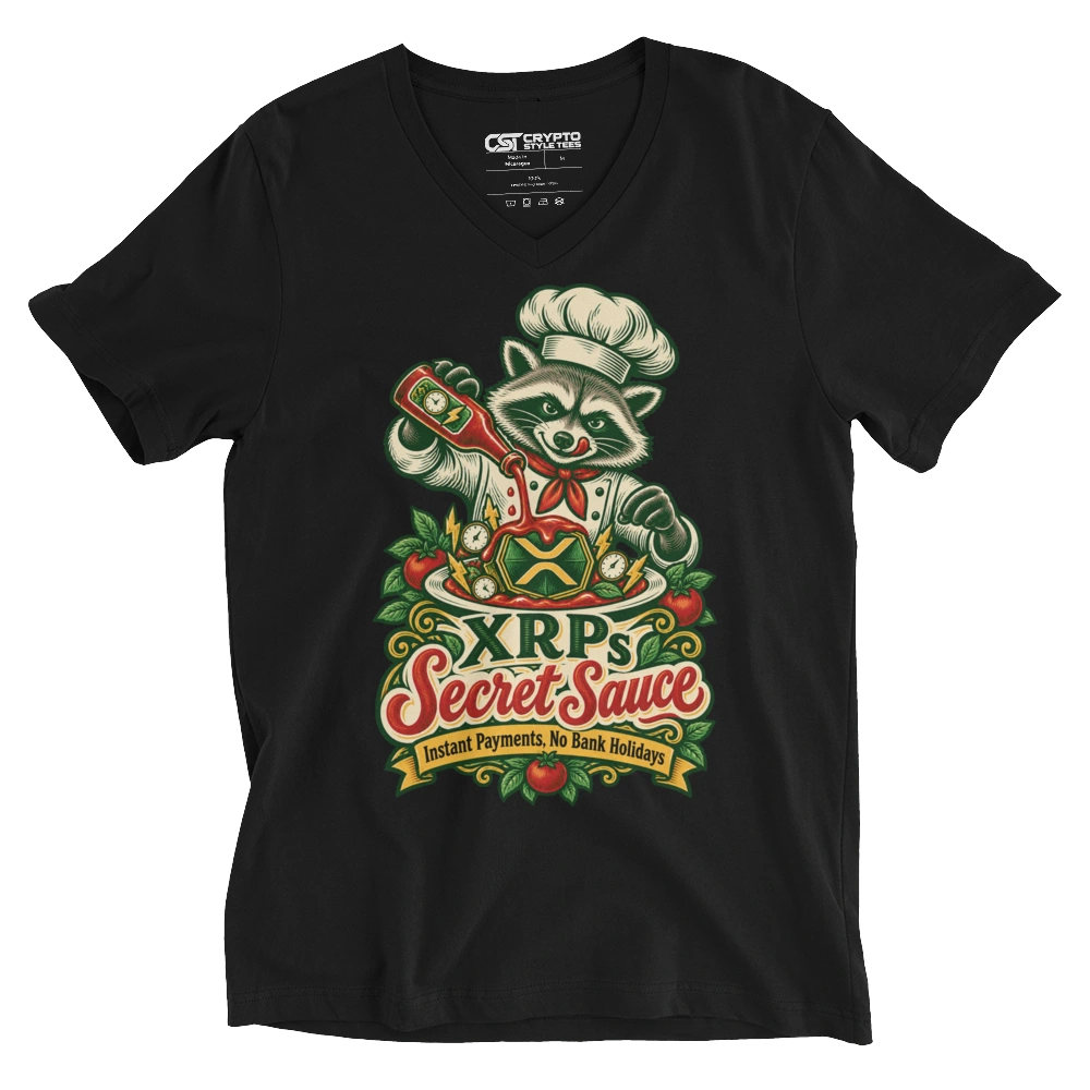 XRPs Secret Sauce Instant Payments, No Bank Holidays V-neck T-shirt in Black