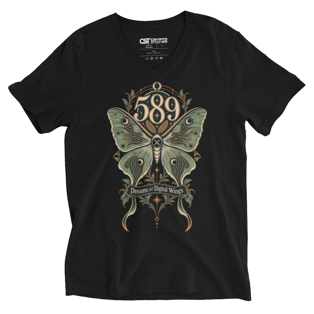 589 Dreams and Digital Wings V-neck T-shirt in Black