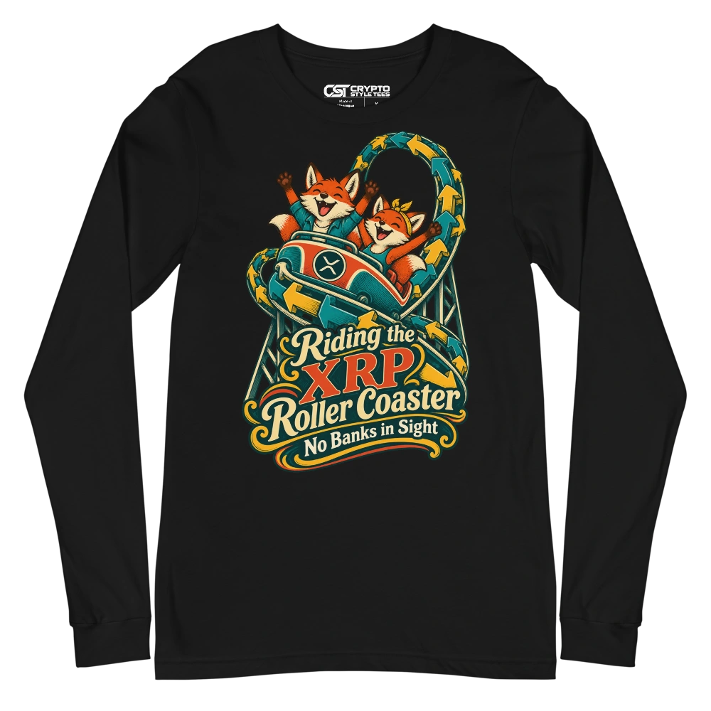 Riding the XRP Roller Coaster No Banks in Sight Long Sleeve T-shirt in Black