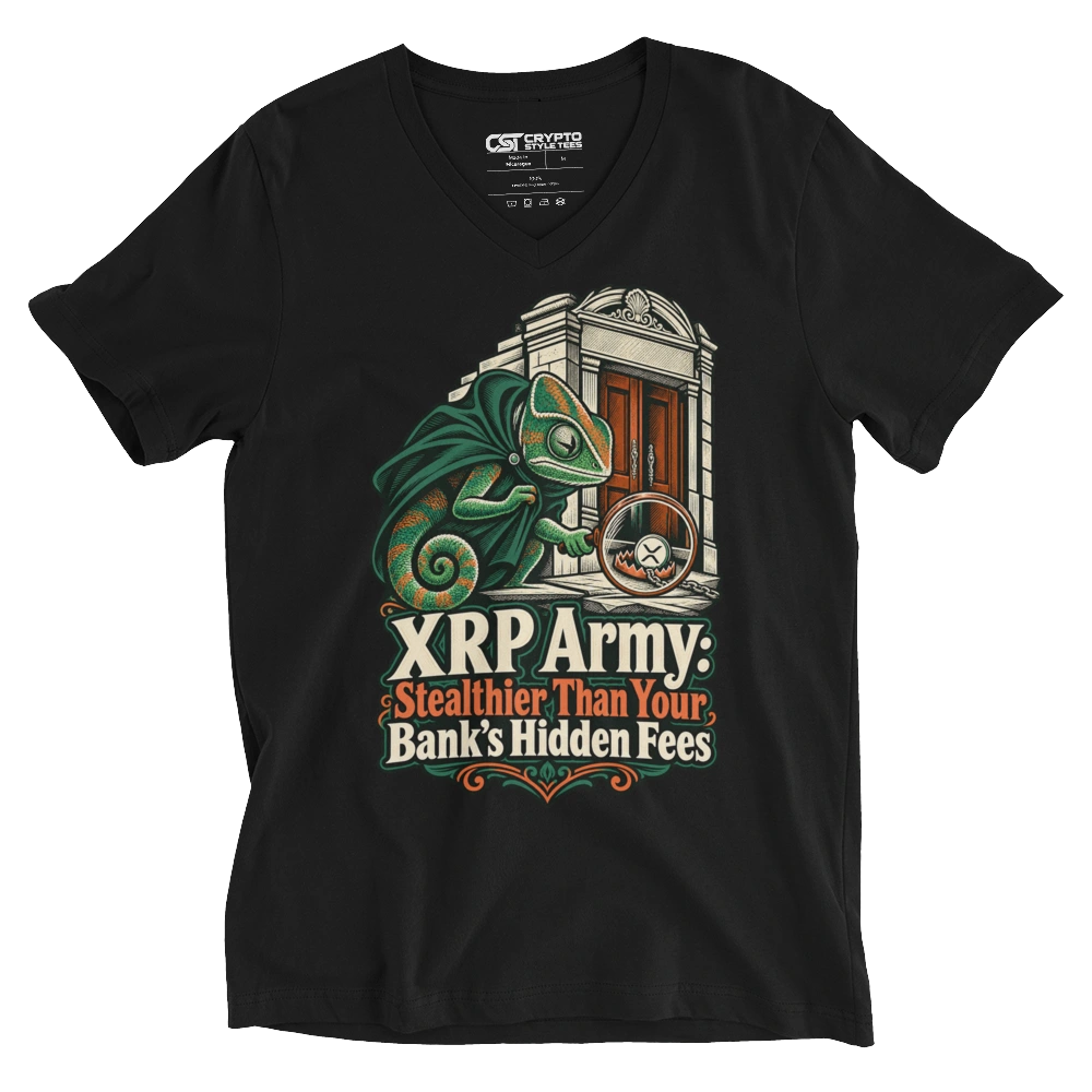 XRP Army: Stealthier Than Your Bank’s Hidden Fees V-neck T-shirt in Black