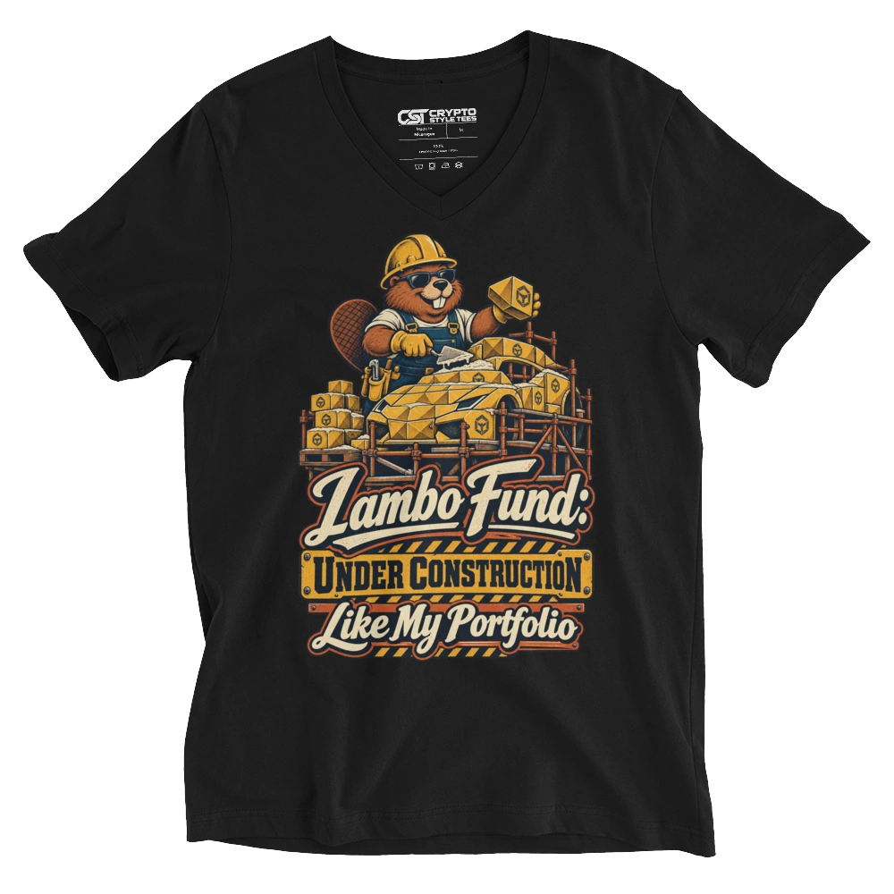 Lambo Fund: Under Construction Like My Portfolio V-neck T-shirt in Black