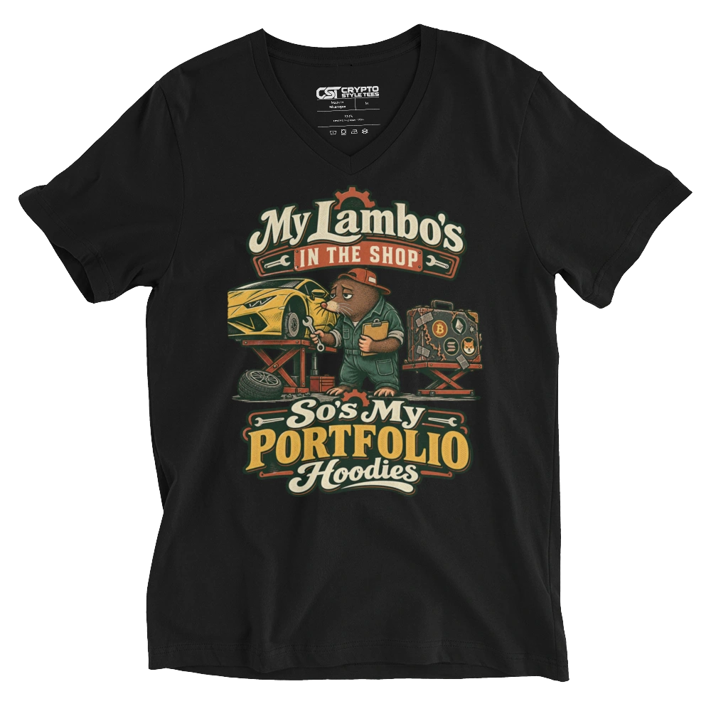 My Lambo’s in the Shop – So’s My Portfolio Hoodies V-neck T-shirt in Black