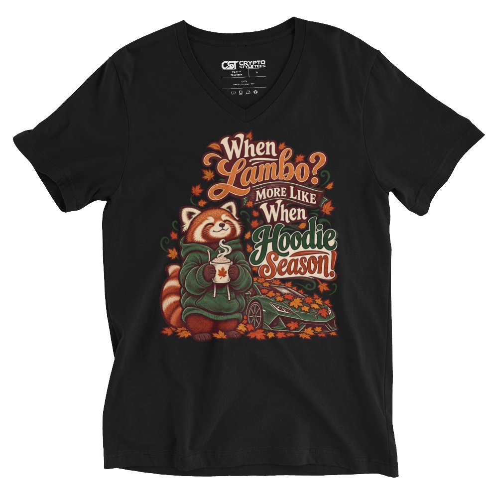 When Lambo? More Like When Hoodie Season! V-neck T-shirt in Black