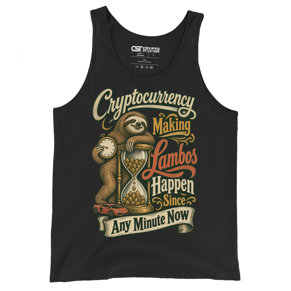 Cryptocurrency Making Lambos Happen Since Any Minute Now Tank Top in Black