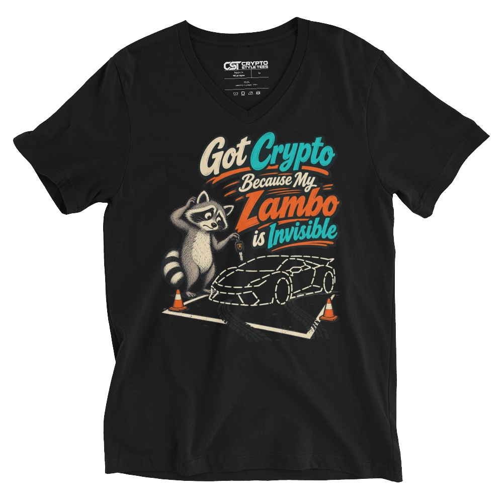 Got Crypto Because My Lambo is Invisible V-neck T-shirt in Black