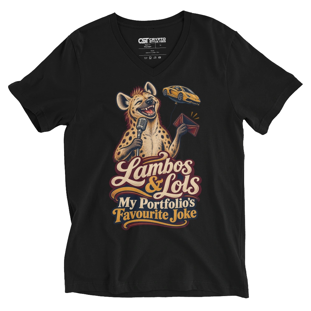 Lambos & Lols My Portfolio’s Favourite Joke V-neck T-shirt in Black