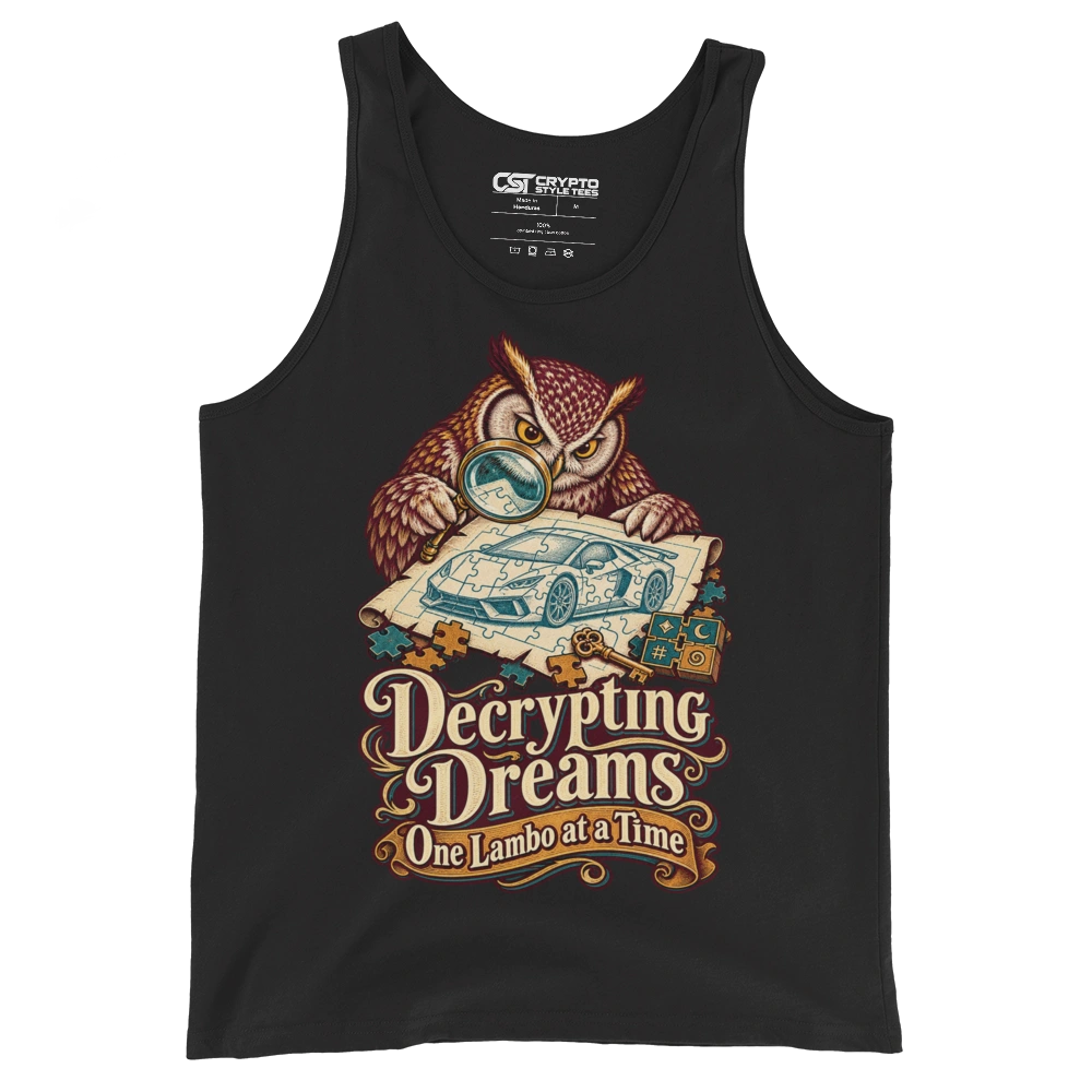 Decrypting Dreams One Lambo at a Time Tank Top in Black